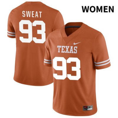 Texas Longhorns Women's #93 T'Vondre Sweat Authentic Orange NIL 2022 College Football Jersey YPN35P5E